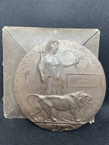 A WWI Bronze Death Penny, named to Louis Hyman Jaffe, Cpl 29637, RAF 214 Squadron
