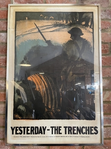 Vintage Lithographed Labour Party poster - Yesterday - The Trenches