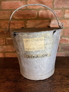 Vintage Cremallow Dairy Galvanised Lidded Bucket