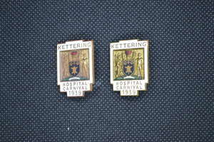 Two fundraising- 1939 Kettering Hospital Carnival badges